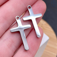 Подвеска крест сталь 25 мм, цвет серебро