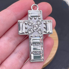 Подвеска крест сталь 44 мм, цвет серебро Подвеска крест сталь 44 мм, цвет серебро