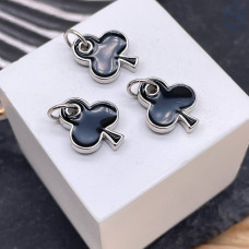 Подвеска крести черная эмаль, цвет серебро 15 мм 