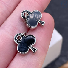 Подвеска крести черная эмаль, цвет серебро 15 мм 