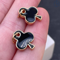 Подвеска крести черная эмаль, цвет золото 15 мм 