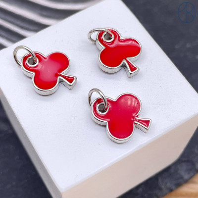 Подвеска крести красная эмаль, цвет серебро 15 мм 