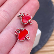 Подвеска крести красная эмаль, цвет серебро 15 мм 