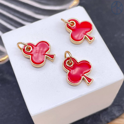 Подвеска крести красная эмаль, цвет золото 15 мм 