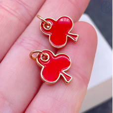 Подвеска крести красная эмаль, цвет золото 15 мм 