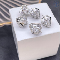 Подвеска кристалл, цвет серебро 11х9 мм  