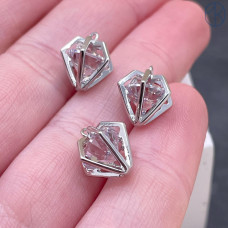 Подвеска кристалл, цвет серебро 11х9 мм  
