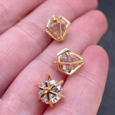 Подвеска кристалл, цвет золото 11х9 мм  
