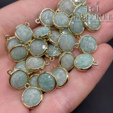 Подвеска круг амазонит, цвет золото 10 мм