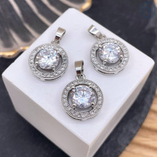 Подвеска круг циркон, цвет серебро 17 мм