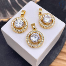 Подвеска круг циркон, цвет золото 17 мм