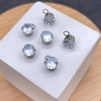 Подвеска круг циркон сталь 6 мм, цвет серебро 