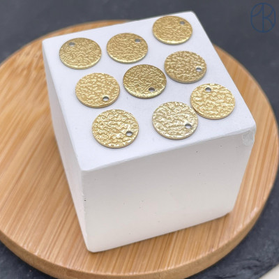 Подвеска круг фактурный сталь 10 мм, цвет золото 18К