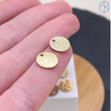 Подвеска круг фактурный сталь 10 мм, цвет золото 18К