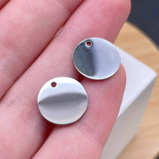Подвеска круг гладкий сталь 12 мм, цвет серебро