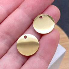 Подвеска круг гладкий сталь 14 мм, цвет золото 18К