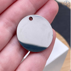 Подвеска круг гладкий сталь 25 мм, цвет серебро