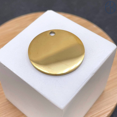 Подвеска круг гладкий сталь 25 мм, цвет золото 18К