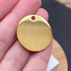 Подвеска круг гладкий сталь 25 мм, цвет золото 18К
