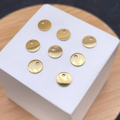 Подвеска круг гладкий сталь 6 мм, цвет золото 18К