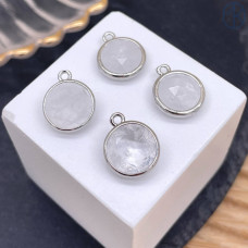 Подвеска круг горный хрусталь, цвет серебро 10 мм