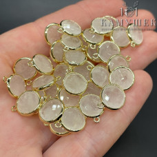 Подвеска круг горный хрусталь, цвет золото 10 мм