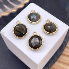 Подвеска круг лабрадор, цвет золото 10 мм