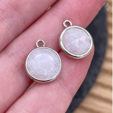 Подвеска круг лунный камень, цвет серебро 10 мм