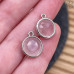 Подвеска круг розовый кварц, цвет серебро 10 мм