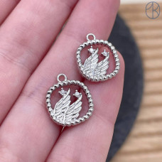 Подвеска крылья, цвет серебро 12 мм 