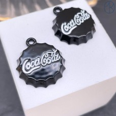 Подвеска крышка черная Coca cola 18 мм
