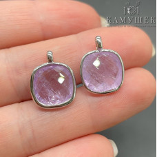 Подвеска квадрат аметист лавандовый, цвет серебро 14 мм