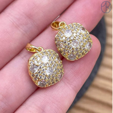 Подвеска квадрат цирконы, цвет золото 13 мм 