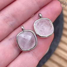 Подвеска квадрат горный хрусталь, цвет серебро 14 мм