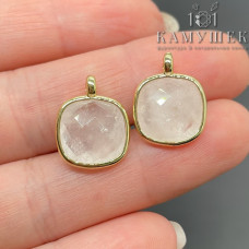 Подвеска квадрат горный хрусталь, цвет золото 14 мм