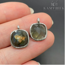 Подвеска квадрат лабрадор, цвет серебро 14 мм