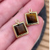 Подвеска квадрат огранка тигровый глаз, цвет золото 10 мм
