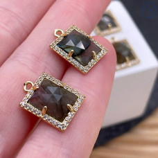 Подвеска лабрадор прямоугольник, цвет золото 13х11 мм