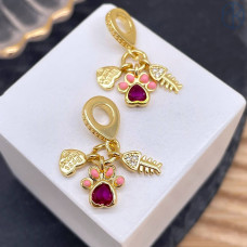 Подвеска лапка, рыбка и сердце, цвет золото 10 мм 