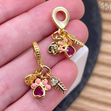 Подвеска лапка, рыбка и сердце, цвет золото 10 мм 