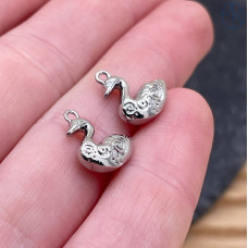 Подвеска лебедь, цвет серебро 10х11 мм 