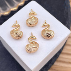 Подвеска лебедь, цвет золото 11 мм 