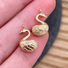 Подвеска лебедь, цвет золото 11 мм 