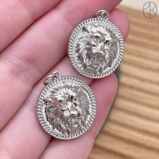 Подвеска лев, цвет серебро 21 мм