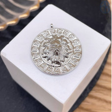 Подвеска лев, цвет серебро 25 мм