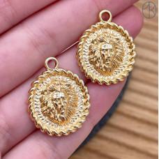 Подвеска лев, цвет золото 20 мм