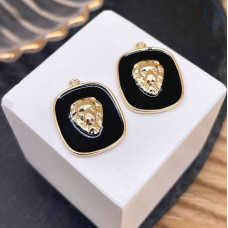 Подвеска лев квадрат черная эмаль, цвет золото 22х16 мм 