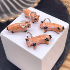 Подвеска лиса эмаль, цвет серебро 20х9 мм