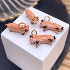 Подвеска лиса эмаль, цвет золото 20х9 мм