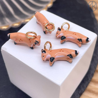 Подвеска лиса эмаль, цвет золото 20х9 мм